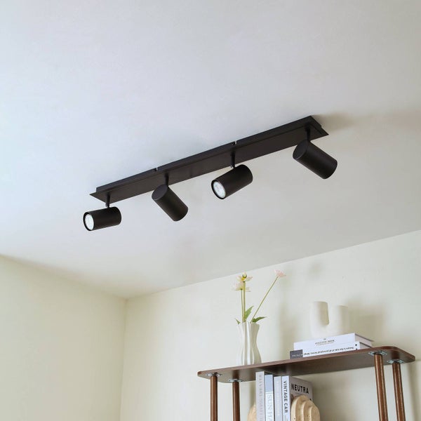 Lindby Strahler Joffrey (Modern) in Schwarz aus Metall (4 flammig, GU10) - Deckenlampe Deckenleuchte Lampe Spot Wohnzimmerleuchte