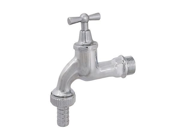 Auslaufventil mit Knebelgriff und Schlauchverschraubung, verchromt