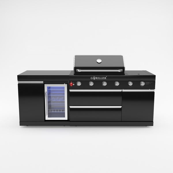 GORILLER® Grillmaster FUSION LITE Rockster - Edelstahl/Schwarz - vormontiert, 230x58x90cm,  Inkl. Granit