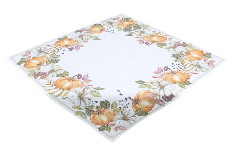 Quadratische Tischdecke mit Kürbis- und Blättermuster