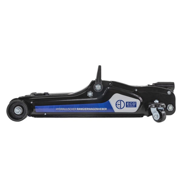 ECD Germany Hydraulischer Wagenheber bis 2,5T, TÜV/GS Zertifiziert, Hubhöhe 80-360 mm, 2x Gummiauflage & SUV-Adapter, KFZ Hydraulischer Rangierwagenheber mit 360° Rollen, PKW Radwechsel Montagehilfe
