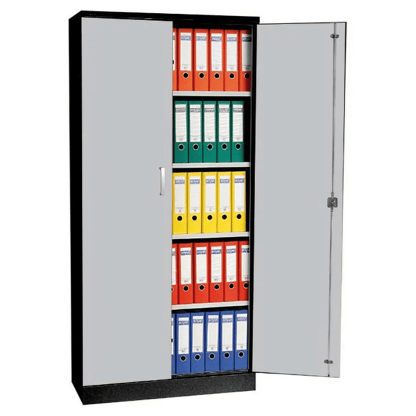 PROREGAL Aktenschrank Beetle 4 Fachböden HxBxT 195 x 92 x 42 cm Schwarz & Grau