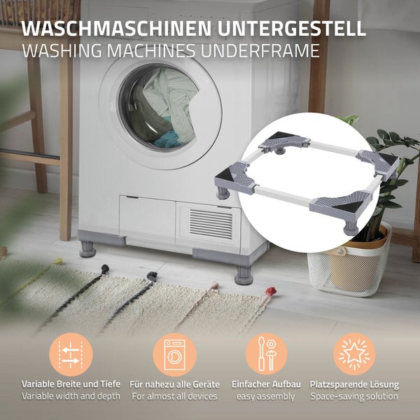 ML-Design Waschmaschinen Untergestell, Waschmaschinensockel mit 4 gepolsterten Füßen, verstellbare Sockel Breite 55-78cm, Höhe 10-13cm, Waschmaschine Sockel rutschfest, Podest für Kühlschrank&Trockner