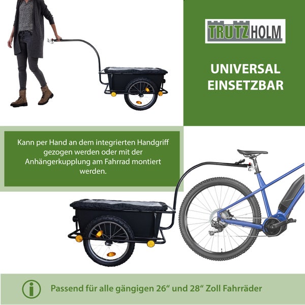 Fahrradanhänger mit Kupplung 90L Plane Handwagen Transportanhänger Lastenanhänger