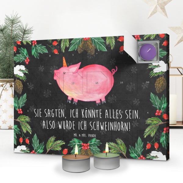 Mr. & Mrs. Panda Duftkerzen Adventskalender Einhorn Schwein - Schwarz