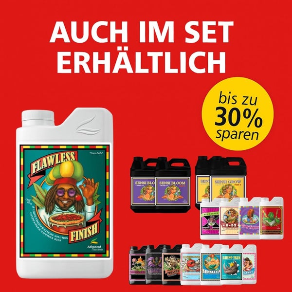 Advanced Nutrients Flawless Finish Flüssigdünger, auch in Sets mit bis zu 30 Prozent Ersparnis erhältlich.