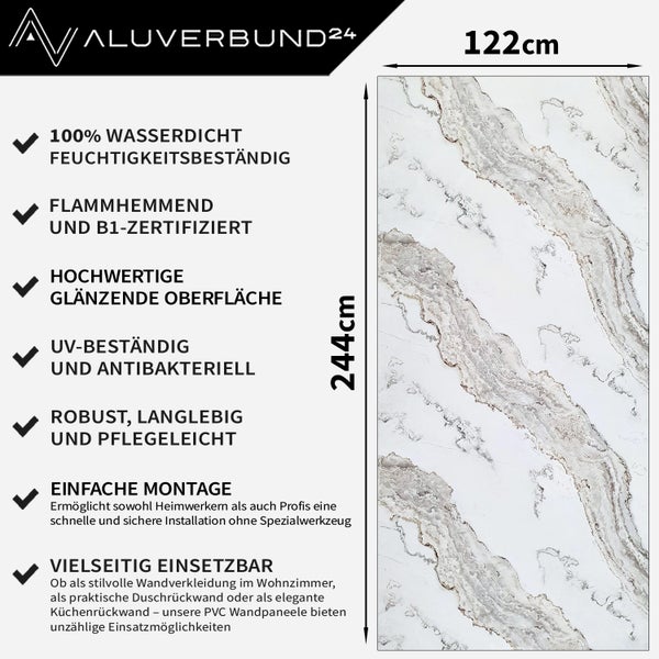 Aluverbund24 Wandpaneel mit den Maßen 122 mal 244 Zentimeter