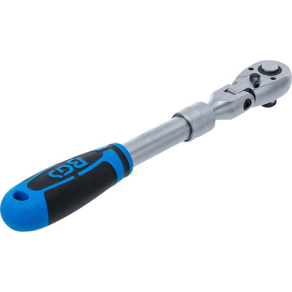 Handwerker benutzt Exzenterschleifer auf Werkstück