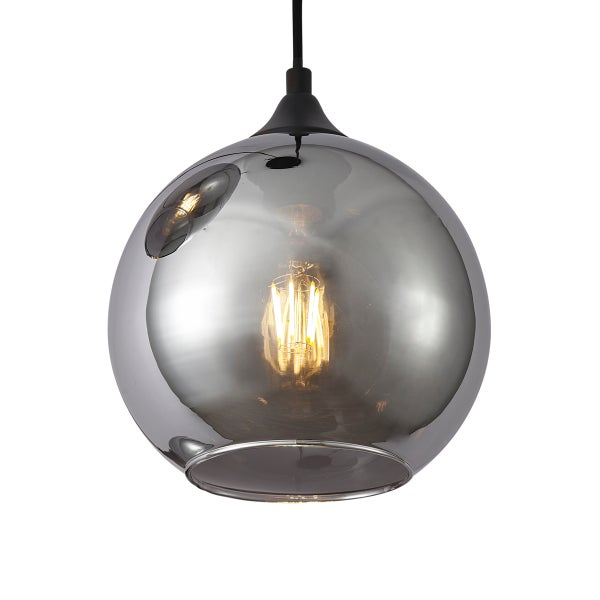 Hängelampe mit runder, verspiegelter Glasschirm