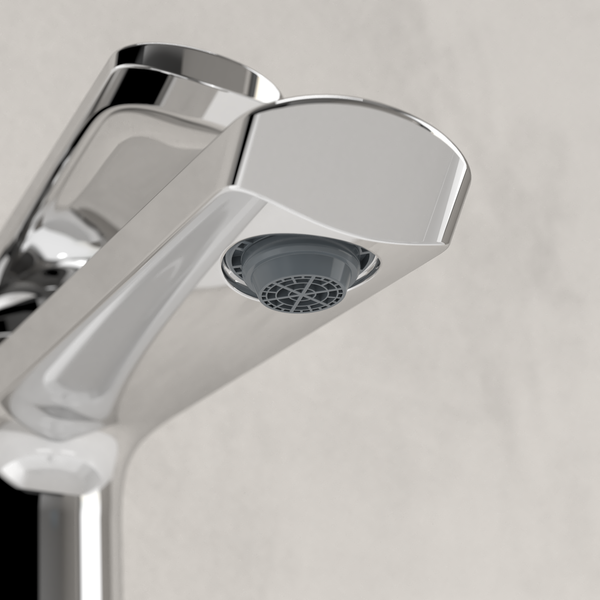 Villeroy & Boch Oasis Waschtischarmatur ohne Zugstange, Wasserhahn Bad mit Keramikkartusche, Waschbeckenarmatur wassersparend, Auslauf Höhe 114mm, rund, Chrom