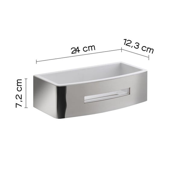 Rechteckiger Duschkorb Farbe Chrom/Weiß | Peonia