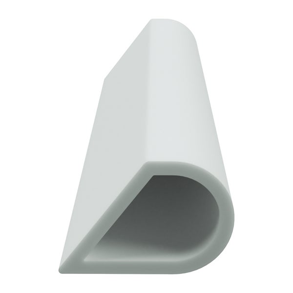 Weiße Stuckleiste mit hohlem, abgerundetem Profil aus Kunststoff für Wand und Decke.