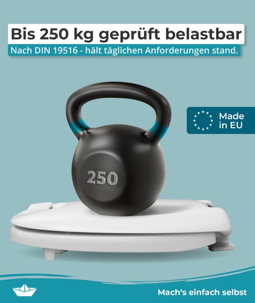 Calmwaters WC-Sitz erhöht, + 5 cm Erhöhung, stabiler Griff, Absenkautomatik, Made in EU, antibakteriell, univeral, oval, Duroplast, Toilettensitz