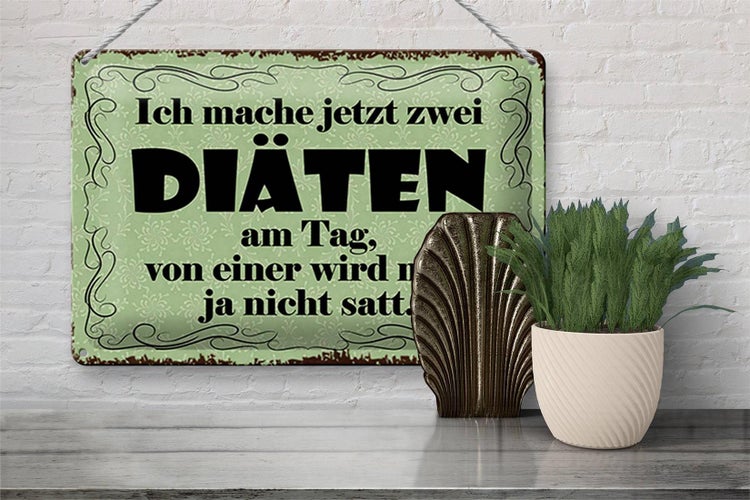 Blechschild Spruch 30x20cm ich mache jetzt zwei Diäten