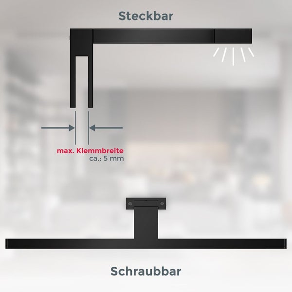 Spiegelleuchte - 8W, 780lm, LED, 2 in 1 Montage, 60cm, neutralweiß, schwarz