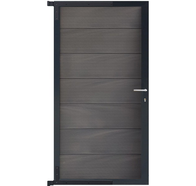 GartenLand Steckzauntor Ameland Co-extrudiert ca. 90 x 175 cm WPC Amethystgrau Aluminium Anthrazit