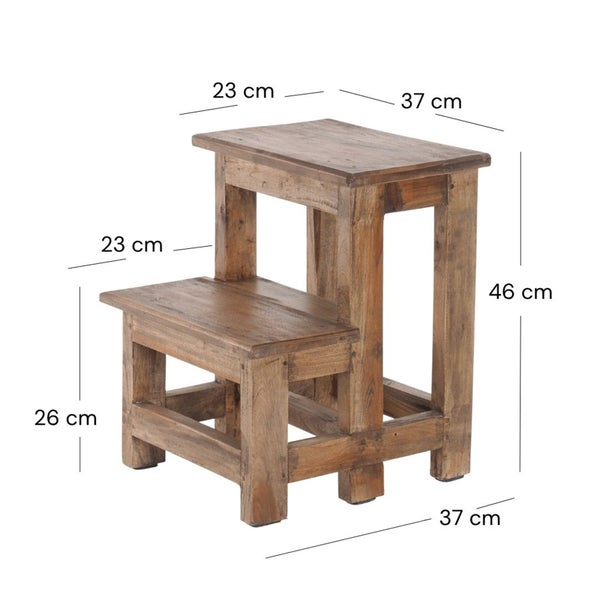 Trittleiter STEP Recyclingholz zweistufig  01 natur-vintage