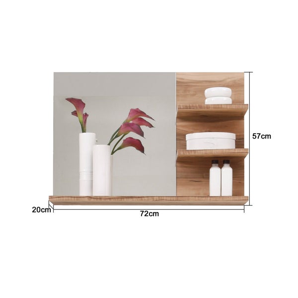 CancunBoom Bad Spiegel Nussbaum Dekor. 72 X 20 X 57 cm