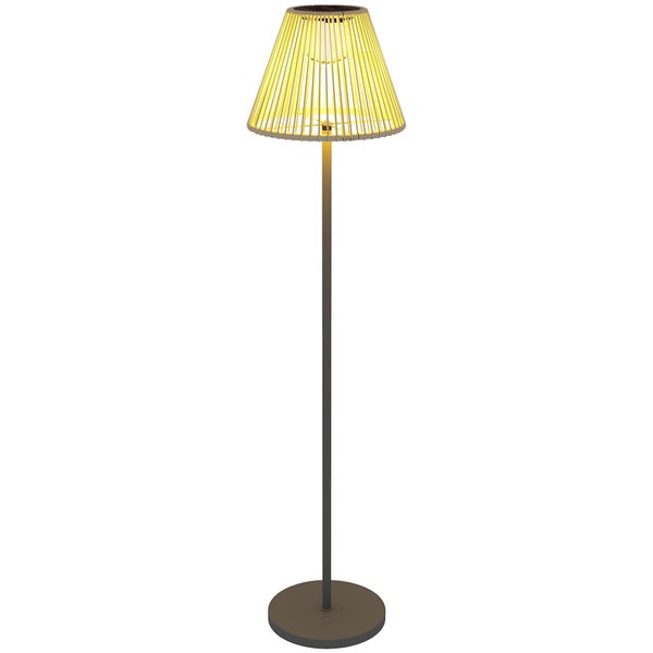 Outsunny Solar Stehlampe Rattan Solarlampen mit Lichtsensor 25 LEDs automatisch Solarleuchte im Boho-Stil IP44 Wasserdichte Solarlampe Outdoor Lampe für Garten Balkon Außen Rasen Ø33x135 cm