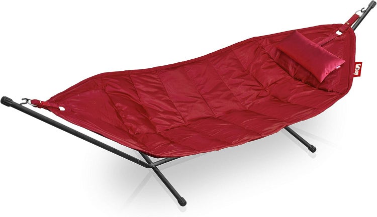 Fatboy Headdemock Deluxe Hellgrau | Hängematte für Zwei mit Gestell | inkl. Matte, Gestell, Kissen, Cover- Deluxe Version | Outdoor geeignet Garten & Terrasse | 280 x 140cm