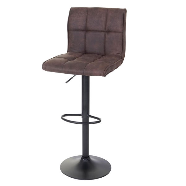 Barhocker mit Sitz und Rückenlehne aus Kunstleder und schwarzem Metallfuß