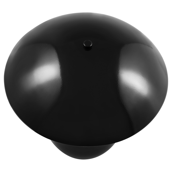 Schwarze, glänzende Regenhaube in runder Form für Schornsteine.