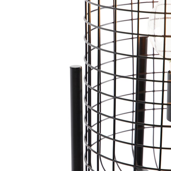 Detailaufnahme einer Tischleuchte mit Metallkäfig