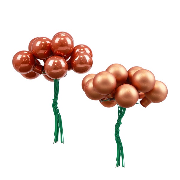 Zwei Bündel aus Dekokugeln mit Drahtstiel