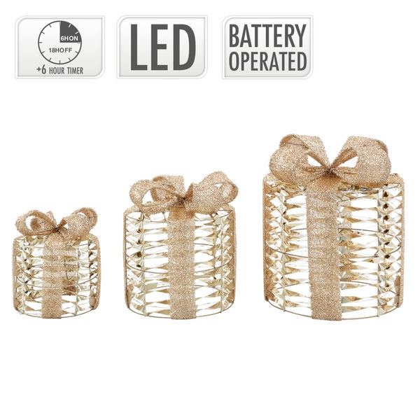 Dekorative Geschenkverpackung mit LED, Batteriebetrieb und Timer