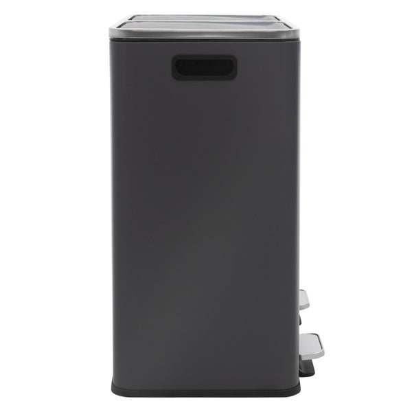 ML-Design Mülleimer Küche 2x 30L (60L) Anthrazit, Mülltrennsystem 2 Fächer, Treteimer zur Mülltrennung, Abfalleimer aus Stahl, herausnehmbarer Kunststoff Inneneimer, Klappdeckel, Softclose, luftdicht