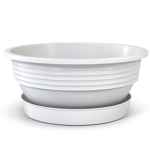 Plastard Pflanzschale Ø 25 x 10 cm mit Untersetzer – wetterfest, frostbeständig, ideal für Garten, Balkon & Küche