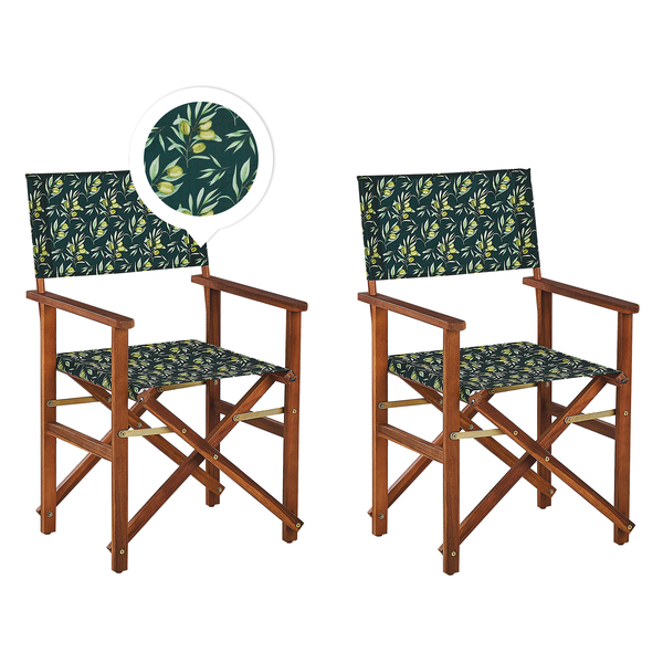 Gartenstuhl 2er Set CINE Akazienholz Dunkelgrün
