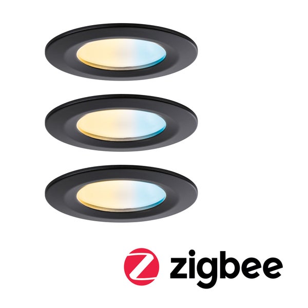LED Einbauleuchte Nova Coin IP44 rund 78mm Tunable White 3x6W 3x530lm 230V Schwarz matt Aluminium