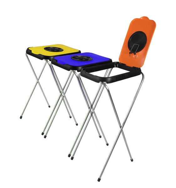 3x Müllsackständer SwingFix GELB ORANGE BLAU 120L Blauer Gelber Sack Einer Mülleimer Müllbeutelständer Müllsackhalter 120L