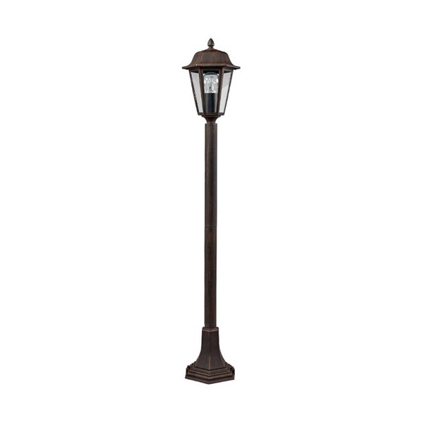Lindby Außenleuchte Lamina (spritzwassergeschützt (Retro, Vintage Antik) in Braun aus Aluminium (1 flammig E27) - Wegeleuchte Pollerleuchte Wegelampe Sockelleuchte