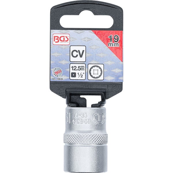 BGS Steckschlüssel-Einsatz Zwölfkant Antrieb Innenvierkant 12,5 mm (1/2) SW 19 mm - 10639