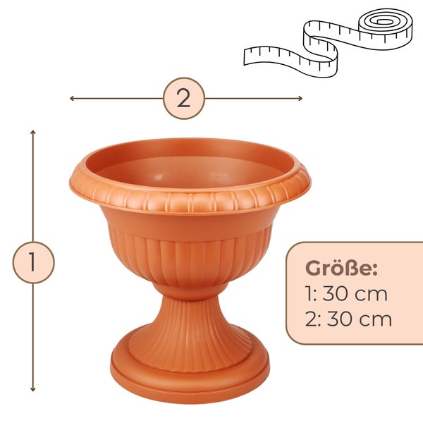 Blumentopf auf Fuß mit den Maßen 30 mal 30 Zentimeter