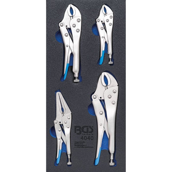 BGS technic Gripzangen Set, vier verschiedene Zangen in einer Werkzeugkiste
