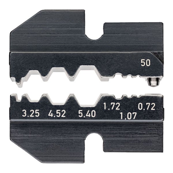 Crimpeinsatz für Kabelschuhe mit verschiedenen Größenangaben