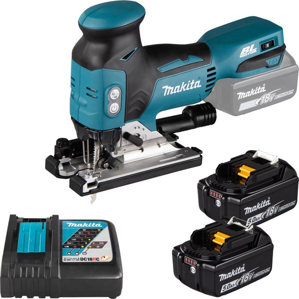 Makita DJV181RTJ Akku-Pendelhubstichsäge 18V inkl. Schnellladegerät DC18RC und 2x Akkus BL1850B 5,0 Ah im MAKPAC - DJV181RTJ