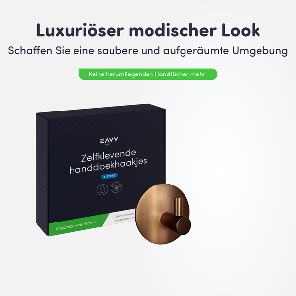 EAVY selbstklebende Handtuchhaken in Bronze, vierteiliges Set in der Verpackung, rundes Design für das Badezimmer.