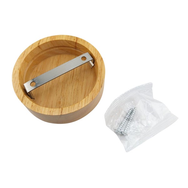 Holzraspeltopf mit Metallreibe und Schrauben