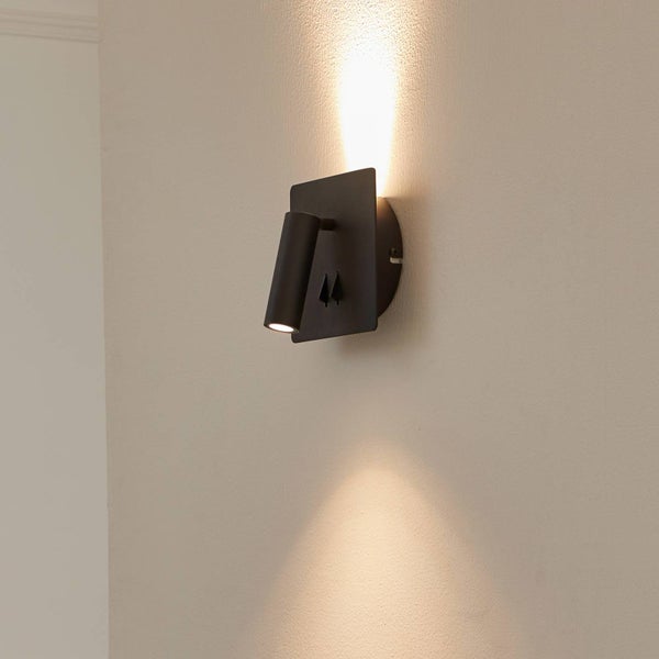 Lucande LED Wandleuchte, Wandlampe Innen Magya (Modern) in Schwarz aus Aluminium (2 flammig ) - Wandstrahler Wandbeleuchtung Schlafzimmer / Wohnzimmer Wohnzimmerleuchte