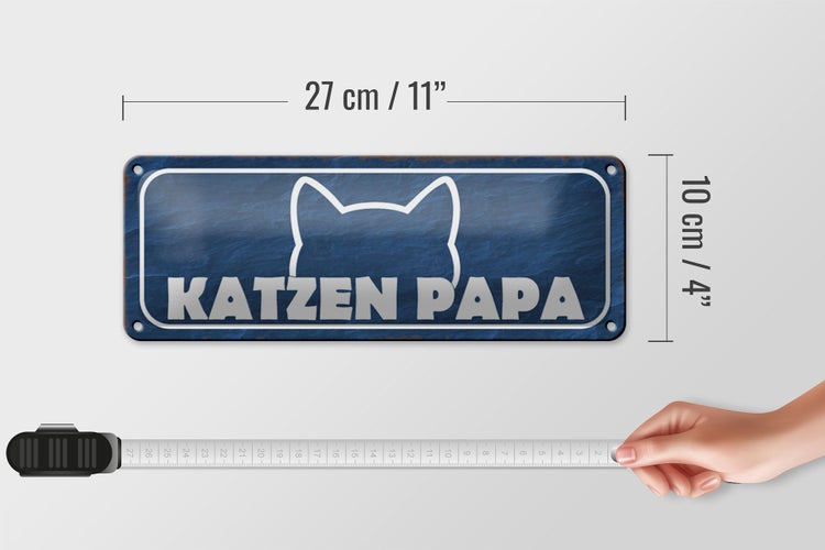 Blechschild Spruch 27x10cm Katzen Papa Dekoration