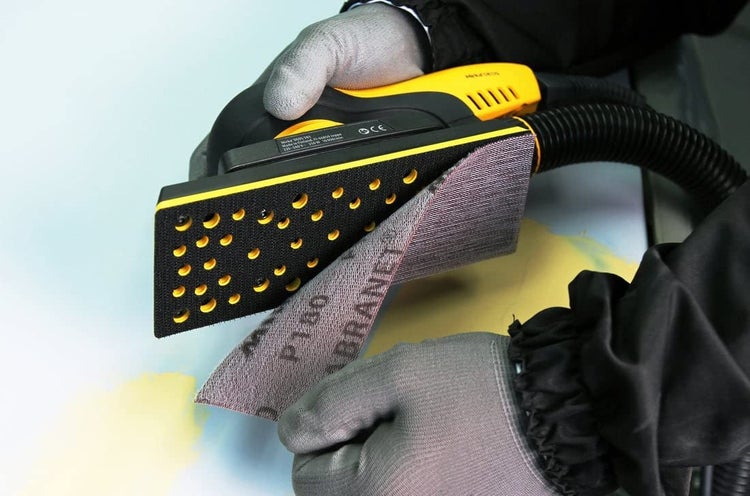 Mirka Abranet Netzschleifstreifen 70mm x 125mm Klett / Mix-Pack 1 von jeder Körnung 80, 100, 120, 150, 180, 220, 320, 400, 600 /  9 Stk / zum Schleifen von Holz, Spachtel, Lack, Kunststoff