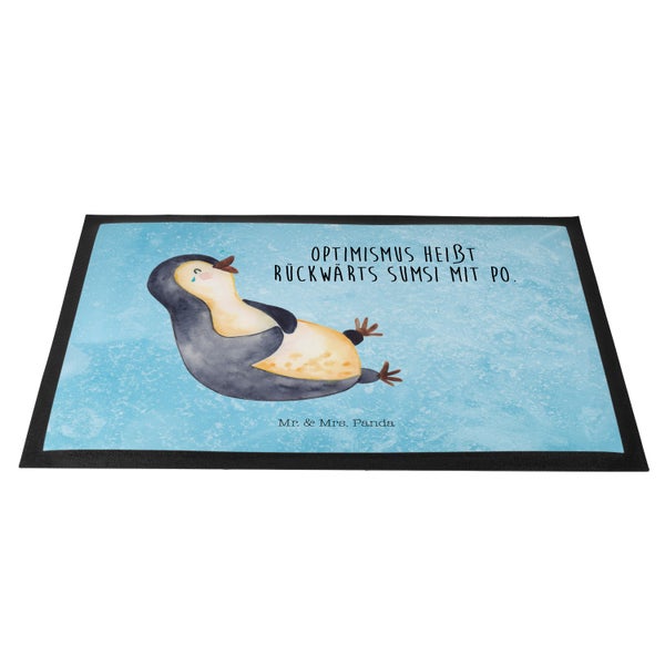 Mr. & Mrs. Panda 40 x 60 cm Fußmatte Pinguin Lachen - Eisblau