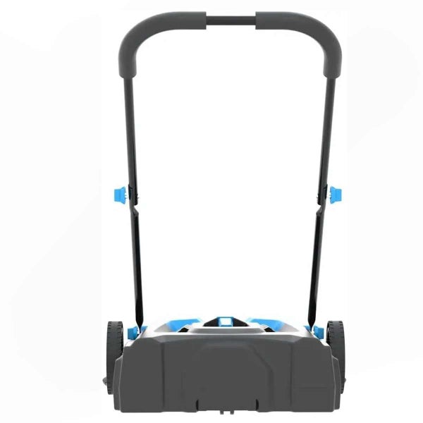 Handkehrmaschine mit ergonomischem Schiebebügel, verstellbarem Griff und zwei Rädern für die Reinigung von Gehwegen und Einfahrten.
