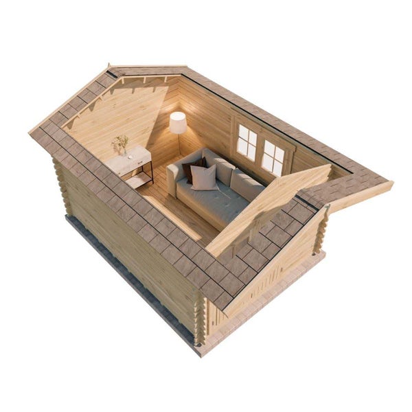 Gartenhaus Gabriel-34 mit Fußboden aus Holz, Gerätehaus 300x400, 10,07 m², 34 mm Wandstärke - Naturbelassen