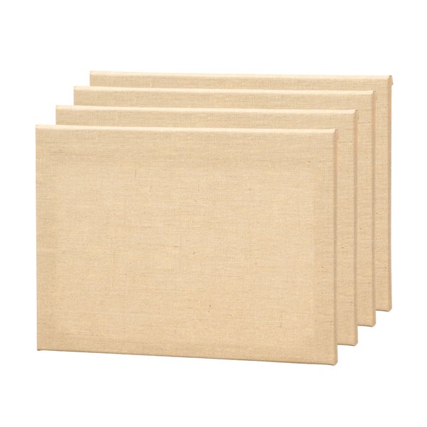 Leinwand Jute 4er Set 30x24 cm (LxB) transparent grundiert, malfertig braun