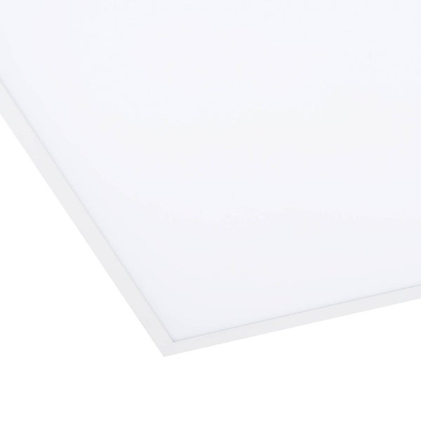 Detailansicht eines flachen LED-Panels mit schmalem Rahmen.